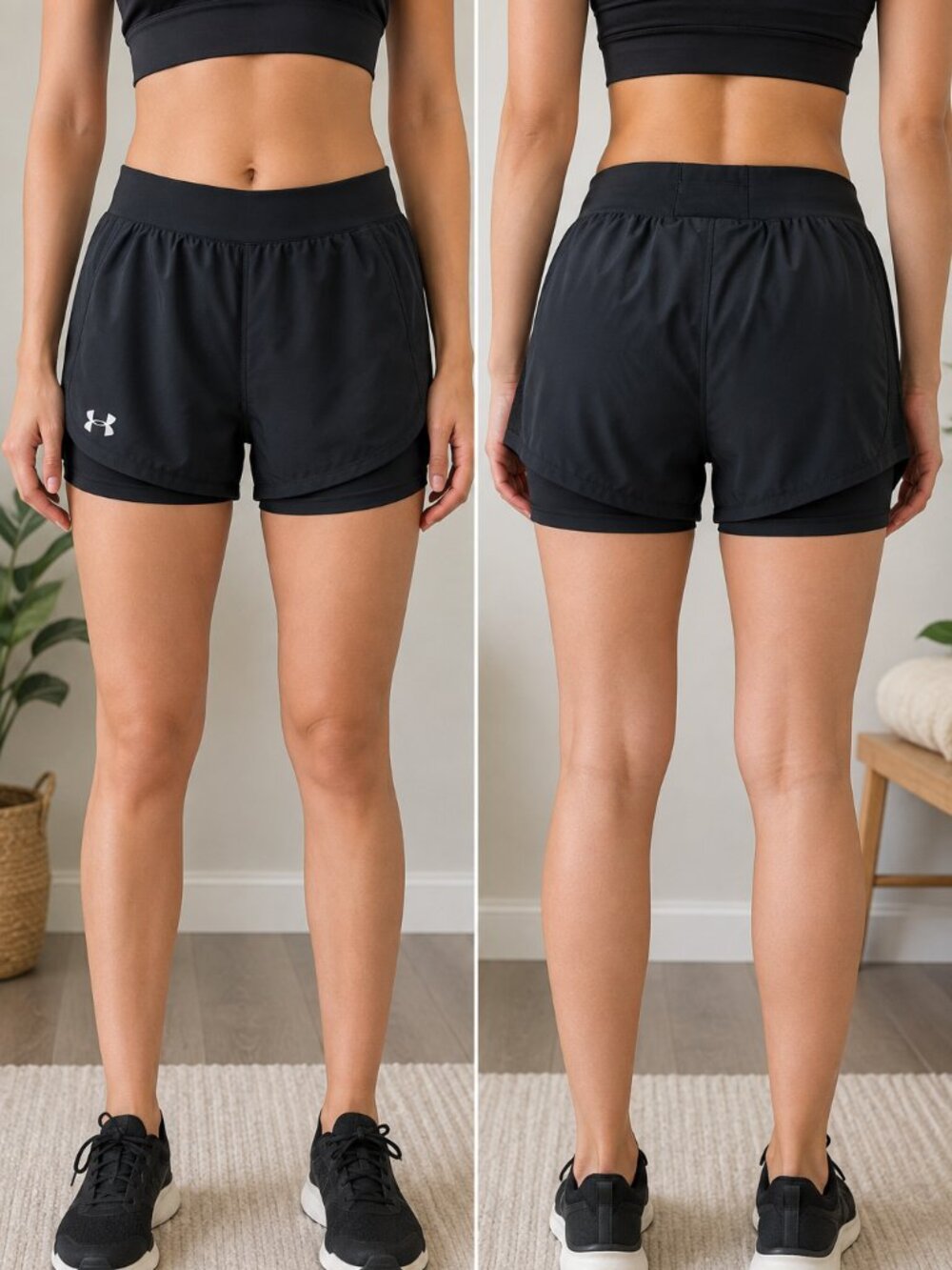 Under Armour HeatGear 2-in-1 Running Shorts Black Women's Small SM